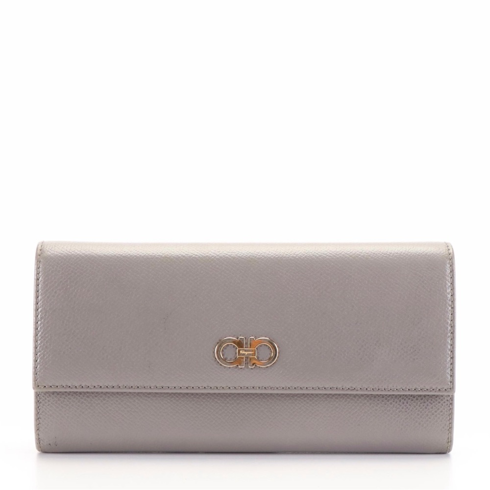 Ferragamo Gancini Wallet gray leather with dustbag